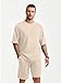 JMIERR Mens 2 Piece Outfits Oversized Casual Summer Shorts Set Raglan Sleeve T-shirts & Workout Short Suits for Men 2026, Cream M