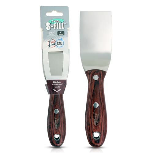 Axus Decor S-Fill (Grey Series) Stainless Steel Flexible Filling Knife, Filler Knife - Putty Knife for Professional & DIY Projects - Anti Rust Blade and Ergonomic Aleetwood Handle - 2 Inch/ 50mm