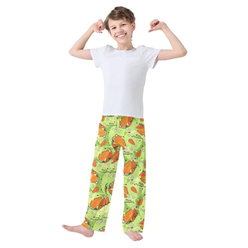 ZZXXB Turkey Happy Thanksgiving Boys Long Pants Soft Trousers Elastic Waist Kids Lounge Bottoms with Pockets S-XL2