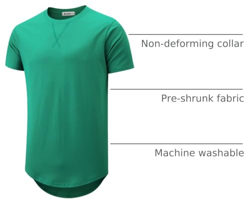 Image of KLIEGOU Men's 100% Cotton Longline T-Shirt, Pre-Shrunk Soft