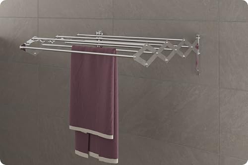 Image of Amiraj Foldable Wall Mounted Clothes Drying Stand |Heavy Duty Rust-Free Stainless Steel Zigzag Cloth Dryer Rack|7 Rod, 2 Feet |Space Saving Laundry Drying Rack for Balcony, Bathroom, Indoor & Outdoor