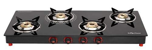 Surya Flame PNG Gas Stove 4 Burners Glass Top with High Powered Brass Burner, Premium Toughened Glass & Powder Coated Body for Modular Kitchen, ISI... - Image 5