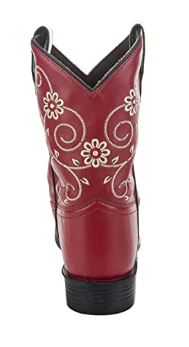 TuffRider Children's Fire Red Floral Western Boot - Red With Free Assorted Striped Socks4