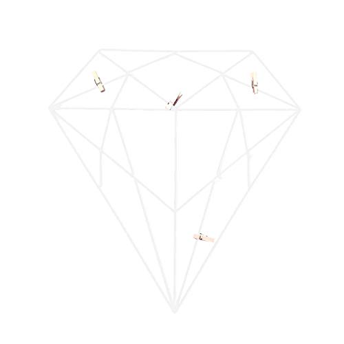 Image of Art Street White Color Diamond Shape DIY Metal Photo grid wall for photo hanging, wall decoration and display (size- 42 x 40 cm) -Photo clips included