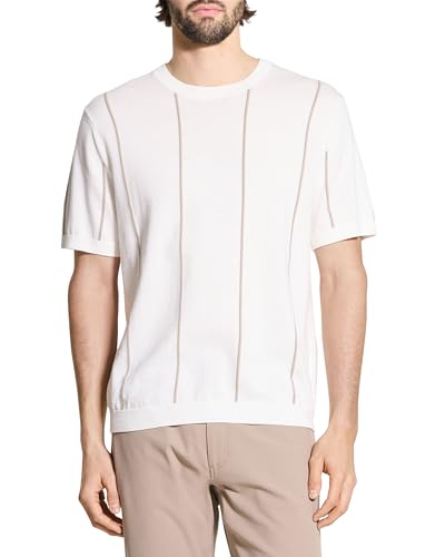Theory Men's Short Sleeve Crewneck Stripe in Tactile Cotton