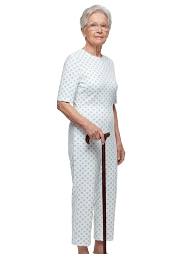 Oyolan Femme Grenouillère de Soin Manches Courtes Personnes Âgées Alzheimer Adulte Patient Combinaison Pyjama Fermeture Éclair dans Le Dos Imprimé Fleurie...