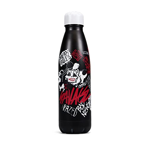 Half Moon Bay Botella agua acero inoxidable Disney Cruela de Vill - Botella metálica 500ml, Botella térmica reutilizable - Botella Termica de Frío/Caliente - Licencia oficial