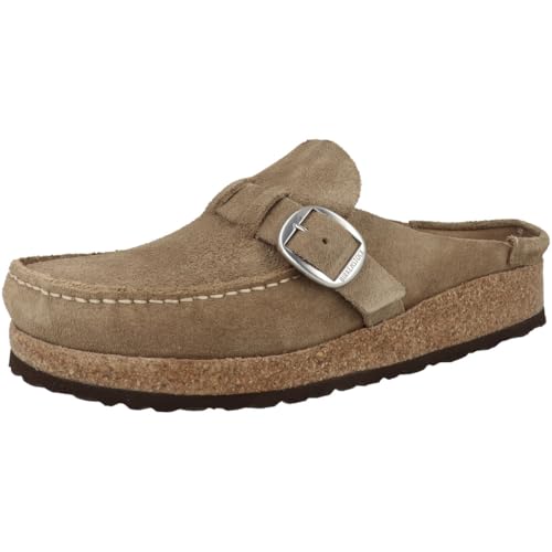 Image of Birkenstock Unisex Buckley Suede Leather Gray Taupe Sandals 9 W / 7 M US