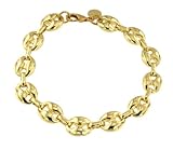 Longueur avec fermoir Tendenzalia Bracelet en grains de café italiens original - Plaqué or 18 carats - Largeur : 8 mm - Longueur : 24 cm