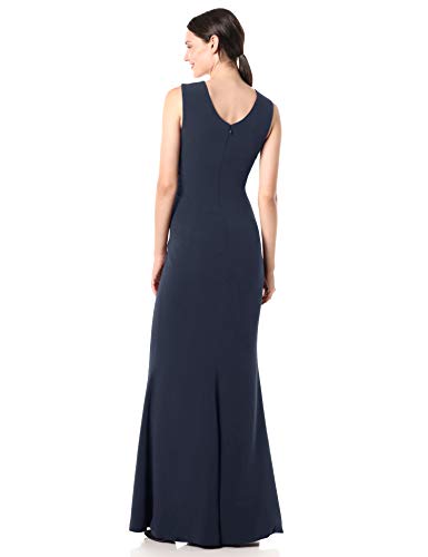 Dress the Population Women's Sandra Plunging Thick Strap Solid Gown with Slit Dress3