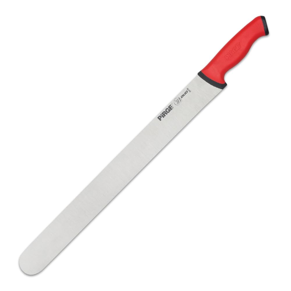 Pirge Duo Dönermesser 45 cm Rot - Aufschnittmesser - Schärfstes Döner Langmesser - Schneidemesser - Fleischmesser - BBQ Messer - Edelstahl Profi Küchenmesser - Ergonomisches Griffdesign