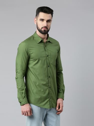 Image of THE SOUL PATROL Men's Casual Regular Fit Full Sleeve Premium Cotton Button-Down Shirt with Single Patch Pocket - Stylish, Classic, Comfortable, and Elegant for Everyday Wear