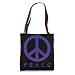 Minimalist Peace Sign Hippie 60s 70s Retro Purple Blue Tote Bag