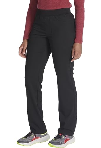 Dickies Women Scrub Pull-on Pant Mid Rise Tapered Leg Bottoms with 6 Pockets & Rib-Knit Waistband DK135P, S Petite, Black - image 5