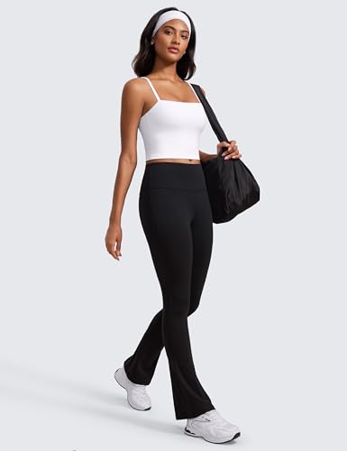 Image of CRZ YOGA Butterluxe Cami Crop Tank Tops | Light Support, Removable Pads, Yoga, Extremely Soft, Square Neck, Spaghetti Straps, Longline Sports Bras for Women