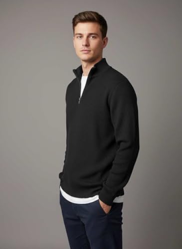 Image of Men's Full Sleeve Winter Wool Half Zipper Pullover Sweater