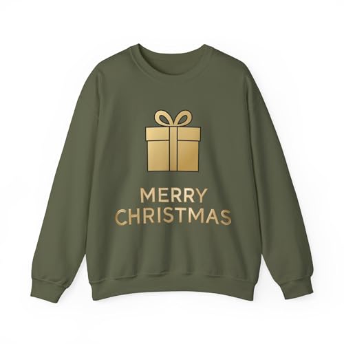Pull de Noël vert militaire Merry Present Gold 008 en XX-Large pour homme
