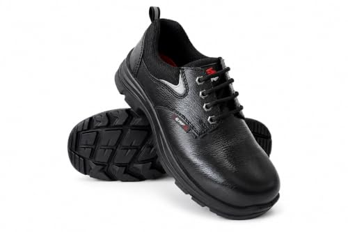 Image of PERF Spider S1 Safety Shoes for Men | Buff Tango Leather | 200J Steel Toe Cap | Oil & Acid Resistant PU Sole | SR Slip-Resistant |