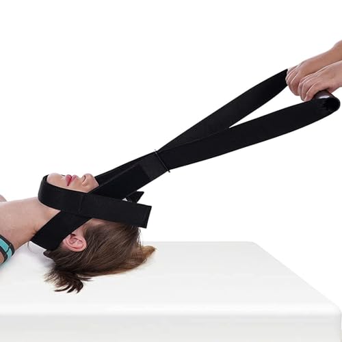 HMWOKPOT Neck Traction Device, Handle Neck Stretcher Strap with Chin Strap for Spine Chiropractic Decompression and Neck Pain Relief
