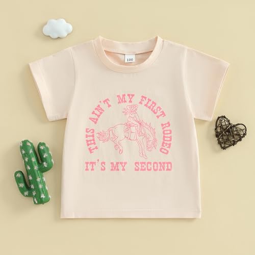 Toddler Baby Girl Boy 2nd Birthday Outfit This Ain't My First Rodeo Its My Second Short Sleeve T-Shirt Summer Clothes3