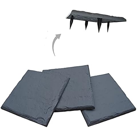 Gardien 15.5” Decorative Stepping Stones That Stake Into The Ground - Decorative Walkway for Outdoor Pathway, Lawn, Yard, Home, or Garden Pathway Pavers - Resin Material (8, Slate Grey) Cover