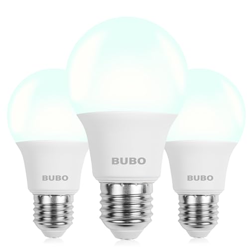 Image of BUBO A19 LED Light Bulbs, 60 Watt Equivalent LED Bulbs, Cool White 4000K, 800 Lumens, E26 Standard Base, Non-Dimmable, 8W Cool White LED Bulbs for Bedroom Living Room Home Office, 3 Pack