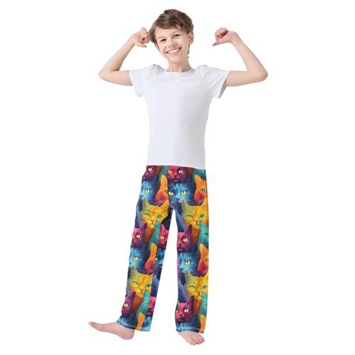 ALAZA Colorful Cat Animal Kitten Pajama Lounge Pants Long Sleep Pajama Bottoms with Pockets3