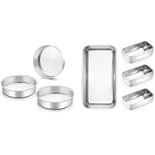 Onader 8 Inch Round Cake Pan Stainless Steel Baking Pan Set of 3 and 9 x 5 Inch Bread Loaf Pans Set of 6