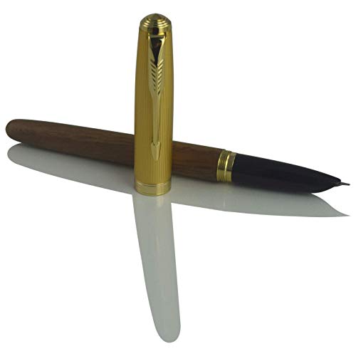 Jinhao 85 Wooden Fountain Pen, Walnut wood Antique Natural Pens, Fine Nib With Refillable Ink Converter, Handcrafted Collection Gift Case Set