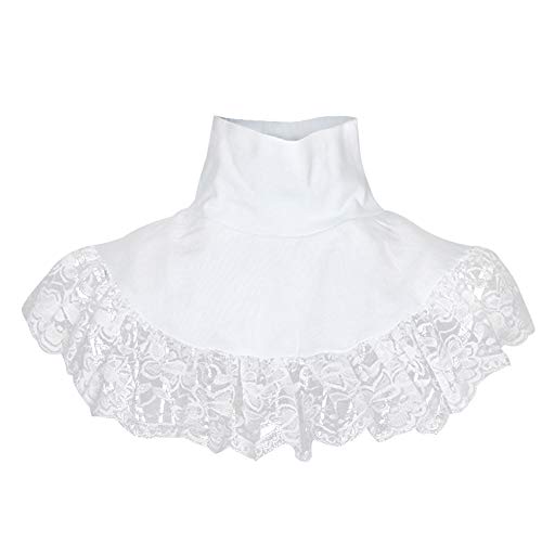 Gracelife Pure Cotton High Collar Blouse Half Shirt Elegant Lace False Collar Peterpan Dickey Choker Fake Collar Shirt (White)