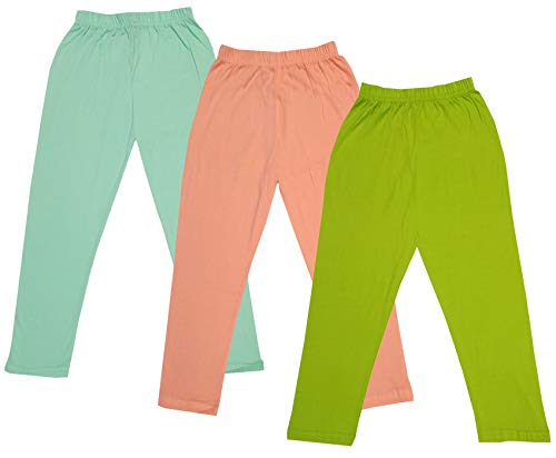 Image of IndiWeaves Girls Super Soft Cotton Solid Capri Pants (Green, Peach, Sea Green, 14-16 Years) Pack of 3