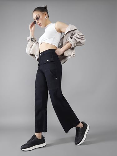 Image of Miss Chase Women's Wide-Leg High-Rise Regular-Length Stretchable Shaping Denim Jeans