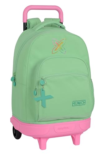 MUNICH PISTACHO - Mochila Grande con Ruedas, Compacta, Extraíble, Ideal para Niños de Diferentes Edades, Cómoda y Versátil, Calidad y Resistencia, 33x22x45 cm, Color
