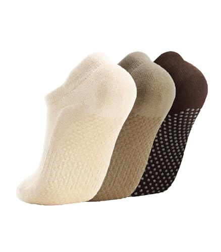 Image of Breslatte Grip Socks Pilates Socks with Grips for Women with Cushion Cotton Non Slip Grippers Womens Gifts