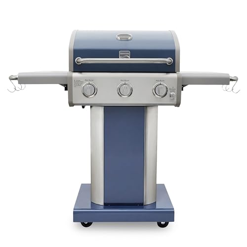 Kenmore 3-Burner Propane BBQ Grill, 30,000 BTUs Gas Grill with Cast Iron Cooking Grates, Folding...