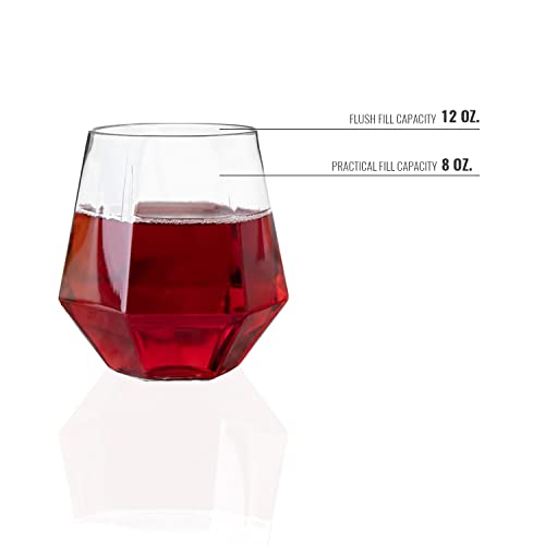 Smarty Had A Party Plastic Wine Tumbler, Disposable Stemless 12 Oz Drinking Glasses, Elegant Drinkware In Bulk Order For Wedding, Birthday & All Occasions, 64 Pcs (Clear - Hexagonal) #TOP3