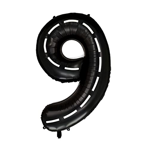 Race Car Balloons Number40 Inch Big Mylar Foil Racing Number 9 Balloons Black Birthday Balloons for Boys Car Themed Truck