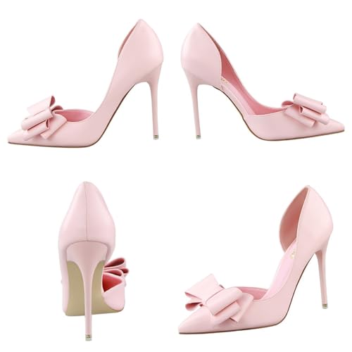 Women's Grace Bow Slip-On Stiletto Pumps Fashion Pointed Toe Backless High Heel Office Business Dress Shoes for Daily Casual Party Prom3