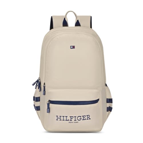 Image of Tommy Hilfiger High School & College Backpack Ridge | Large Capacity New York Print Student Bag with Vislon Zip | 3 Compartments | Extra Utility Pouch & Rain Cover | 38L Capacity