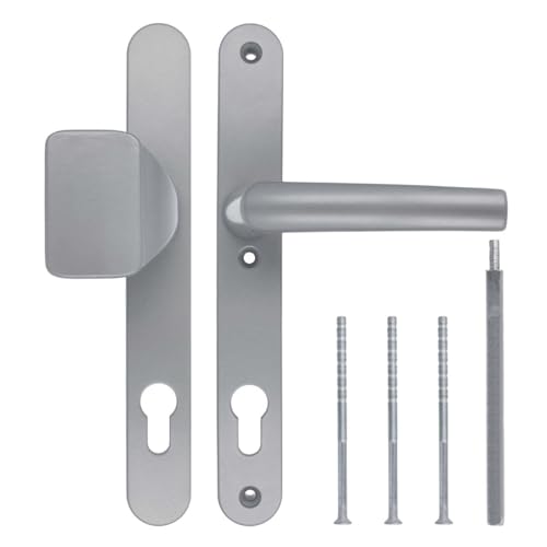Türgriff/Türdrücker/Türklinke/Drückergarnitur DHS 92mm (Schildbreite 32mm) - Silber F1 - mit Knauf