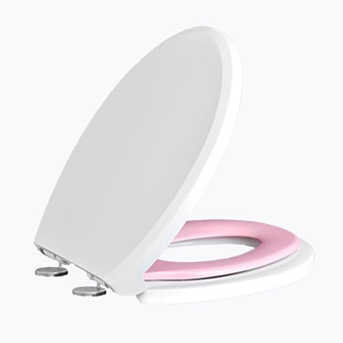 Wttfc Asiento De Inodoro Familiar Premium 2 En 1, Tapa Wc Con Asiento MagnéTico Desmontable,Tapadera De Wc Con Desmontable Para NiñOs, Bisagras Ajustables De 360,FáCil De Instalar,Rosado,O type