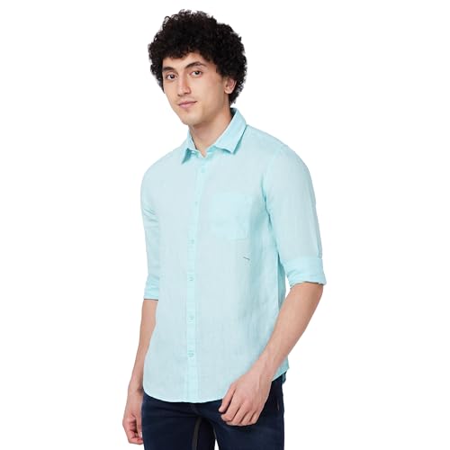 Image of Spykar Men's Regular Fit N /A Full Sleeve Solid Casual Shirts