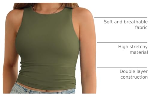 Image of ATHMILE Womens Double Lined Crop Tank Tops Casual Basic Shirts Sleeveless Workout Tops Cute Summer Clothes Teen Girls