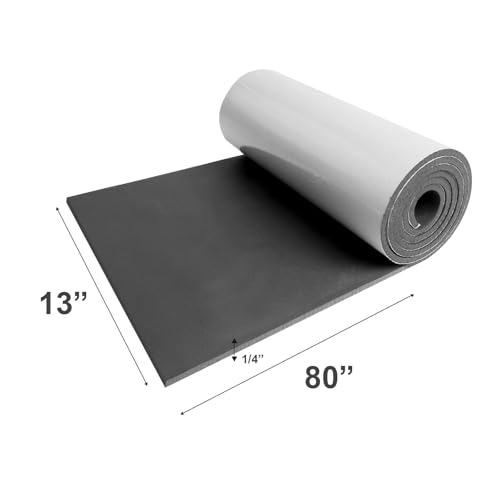 Image of DGSL Foam Insulation Neoprene Sheets with Adhesive, 13''W x 80''L x 1 /4''T | Weatherproof Soundproof Padding for Automotive, Multi-Function Soundproof Large Closed Cell Neoprene Rubber Roll