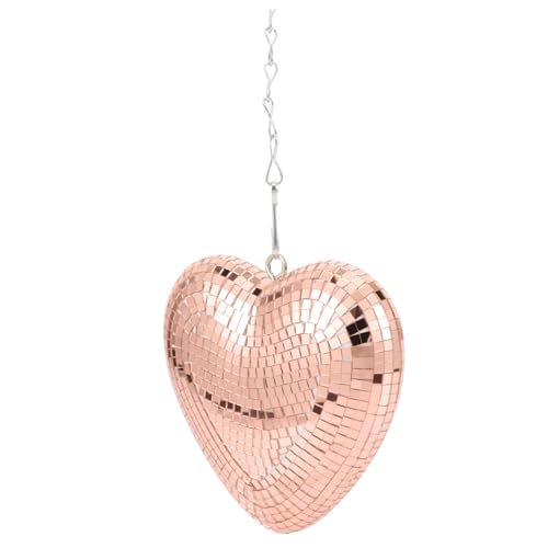 Cabilock Heart Shape Disco Ball Mirror Decorations Pink Rose Gold Hanging Decorations for Wedding Party Home