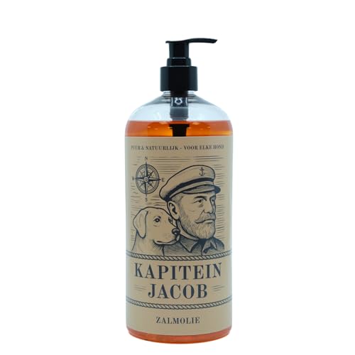 Kapitein Jacob Aceite de Salmón para Perros - 500 ml - 100% Aceite de Salmón Noruego - Rico en Omega 3 & 6