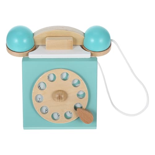 BESTonZON Holz Telefon Spielzeug Mit Wählscheibe Retro Design Kindertelefon Ab 3 Jahre Für Interaktives Eltern-Kind-Spiel Und Frühpädagogisches Lernen