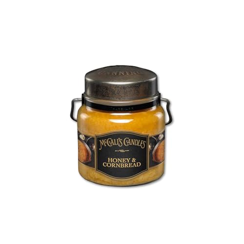 Image of McCall's Candles | Honey & Cornbread | 16 oz Two-Wick Scented Candle | USA-Poured | Vintage Rustic Jar with Carrying Handle | Golden Honey & Southern Cornbread Bakery Fragrance