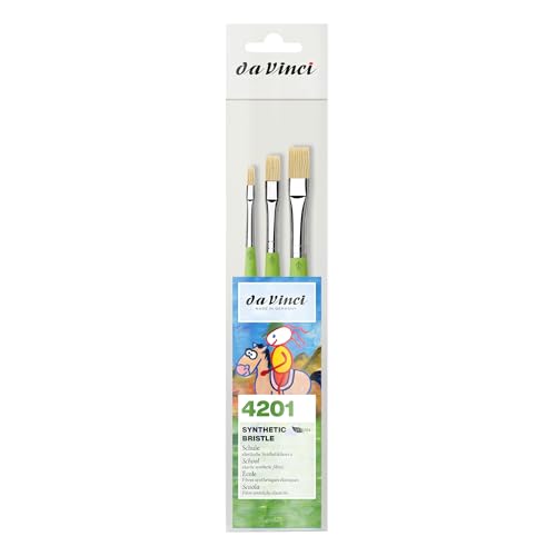 da Vinci, FIT Synthetics Bristle, Set, 3 Pinsel, Robust, Acryl, Öl, Für Holz, Leinwand, Papier & Karton, Hobby & Schule, Kurzstiel, Made in Germany, Größe 4, 8, 12