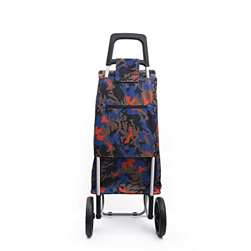 Einkaufstrolley mit Aufbewahrungstasche – Faltbarer Trolley mit Rollen – Klappbarer Trolley mit Griff – 54 l Tarnmuster – Bild 4